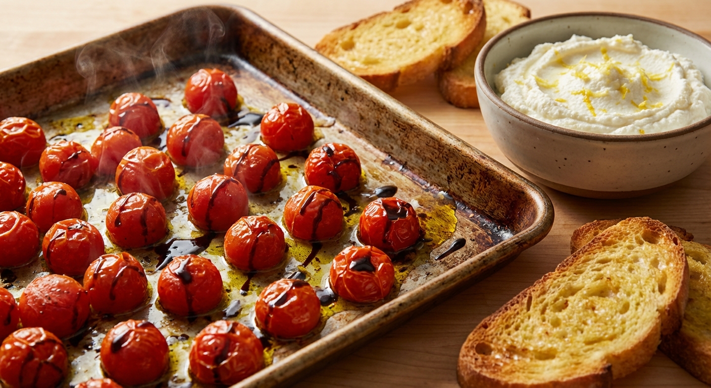 Тёплые кростини с запечёнными томатами и рикоттой 🍅🥖 — фото 2