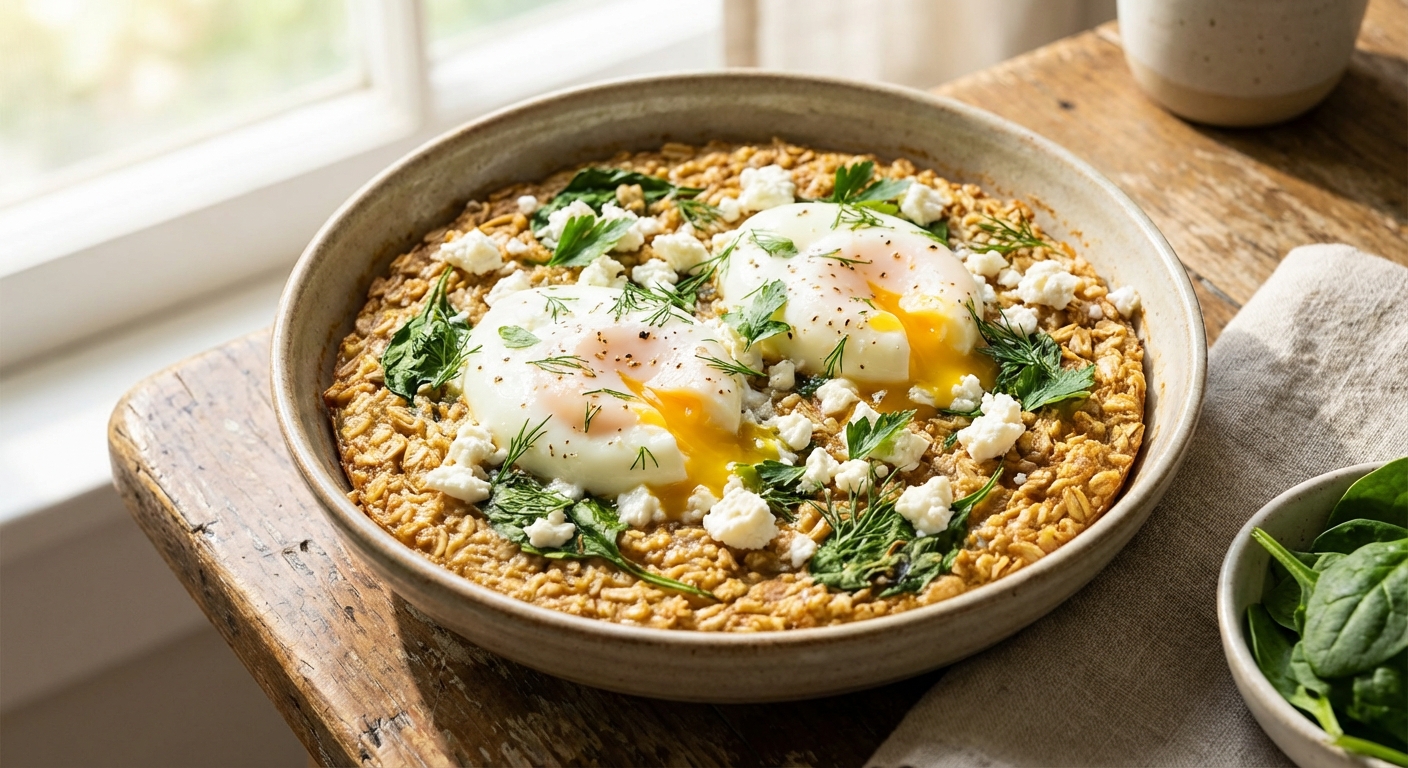 Сытная запечённая овсянка с яйцом и шпинатом 🥣🥚 — фото 3