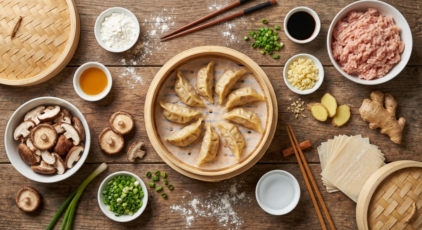 Паровые гёдза с курицей и шиитаке 🥟