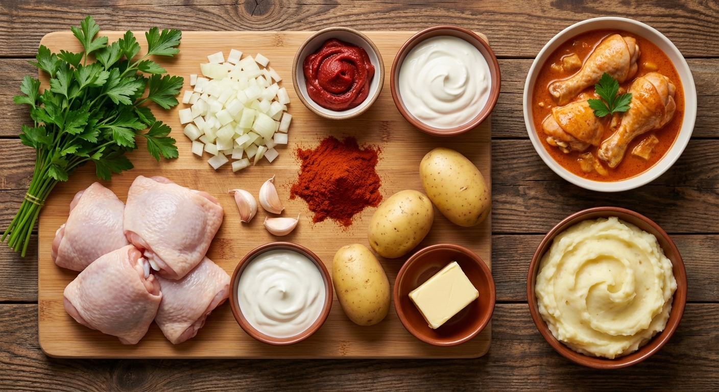 Куриный паприкаш с нежным пюре 🍗🥔