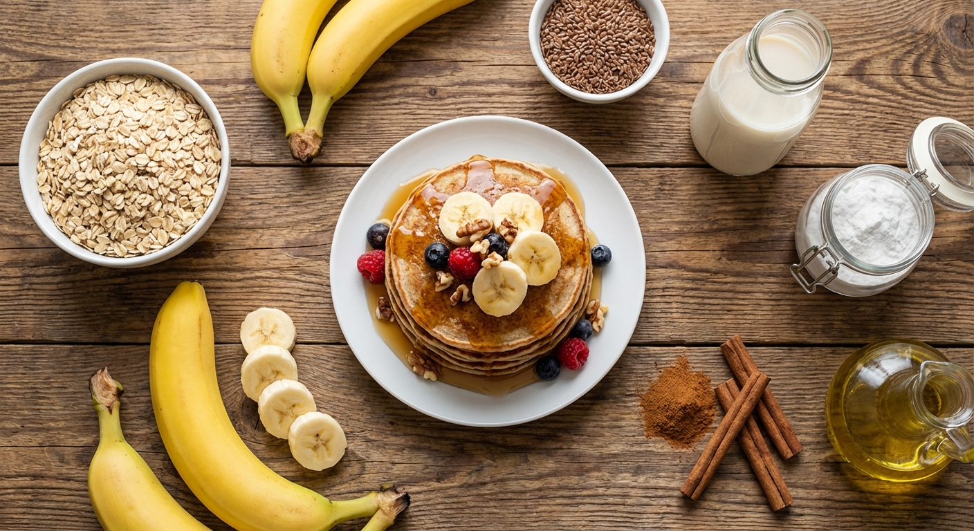 Пышные овсяно-банановые панкейки 🥞🍌