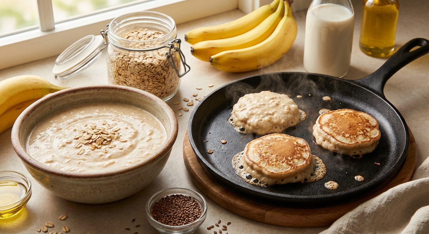 Пышные овсяно-банановые панкейки 🥞🍌 — фото 2