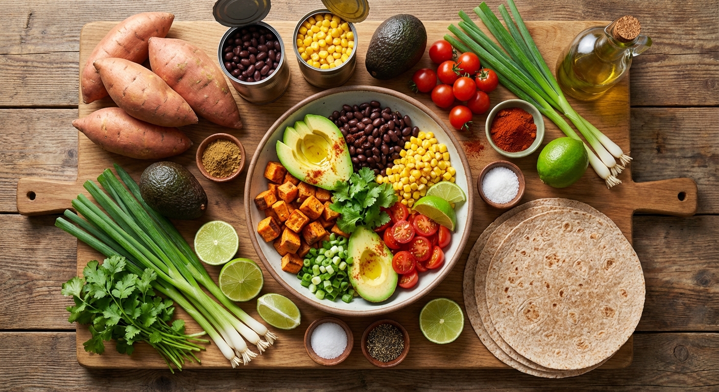 Солнечный боул с бататом и чёрной фасолью ☀️🥑
