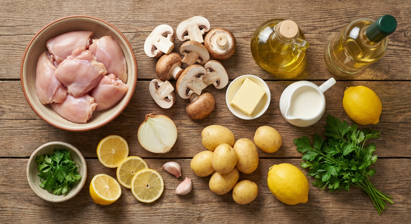 Куриный фрикасе с грибами и лимоном 🍄🍋