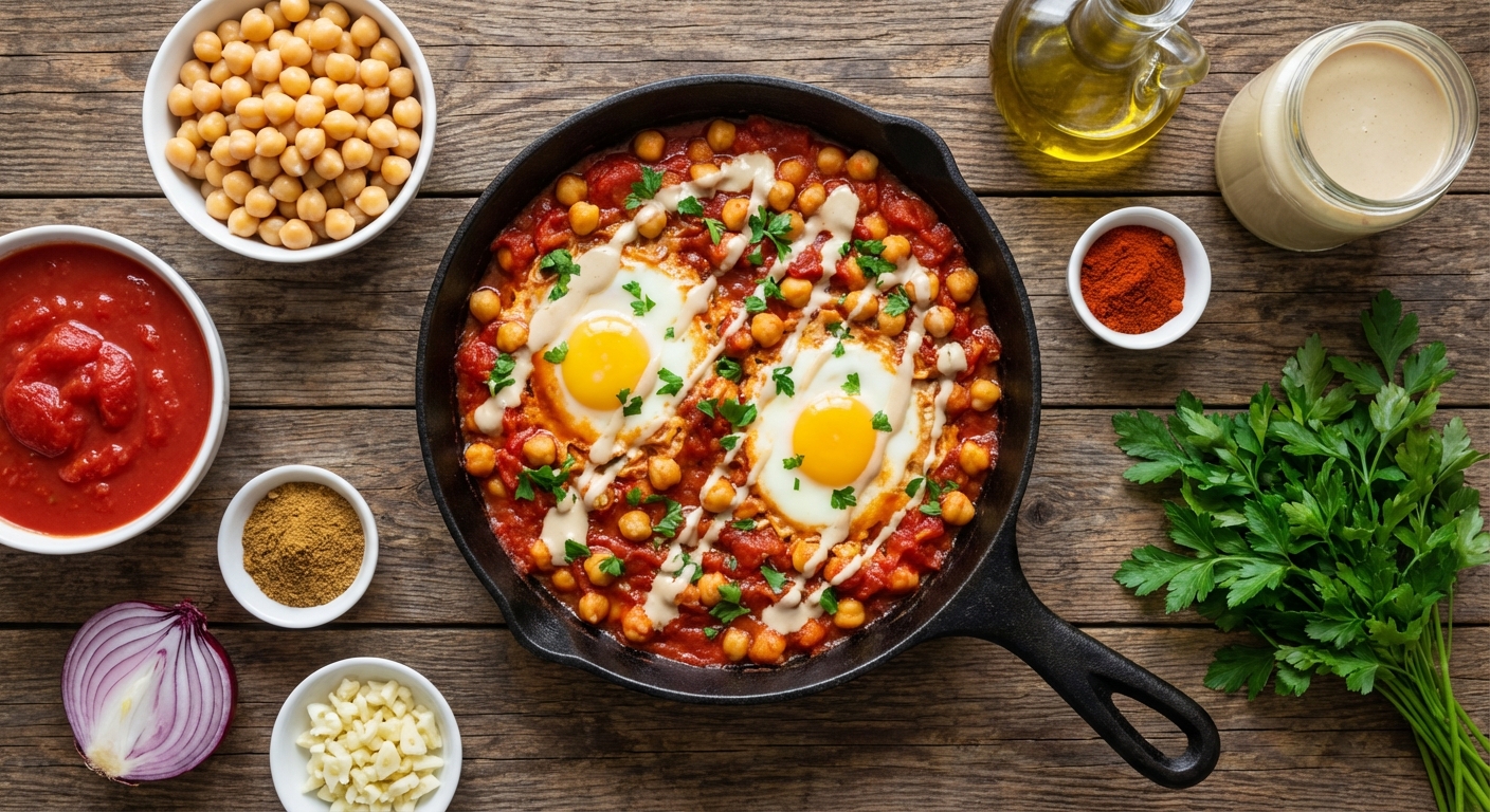 Шакшука с нутом и тахини 🍅🥚