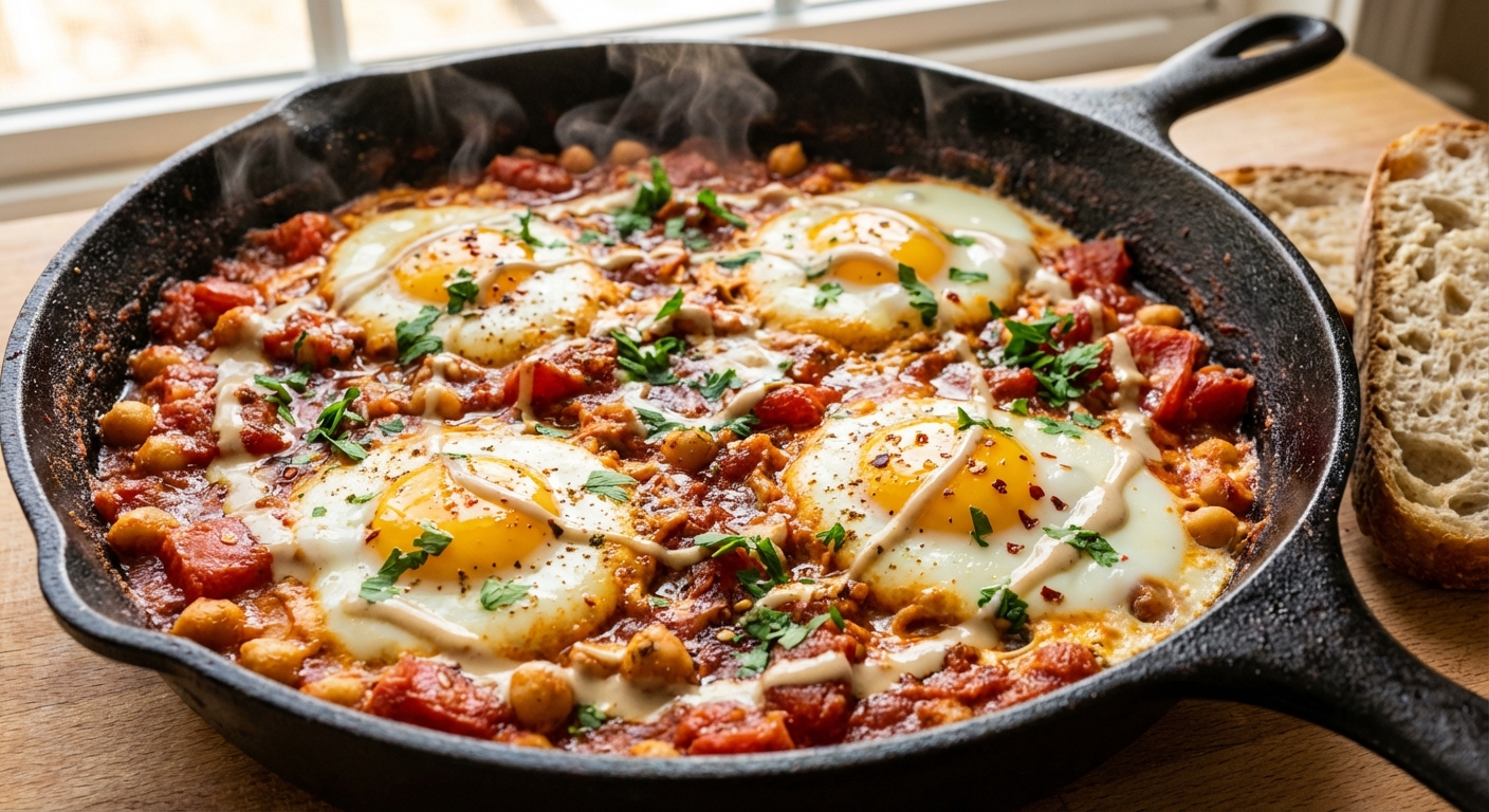 Шакшука с нутом и тахини 🍅🥚 — фото 2