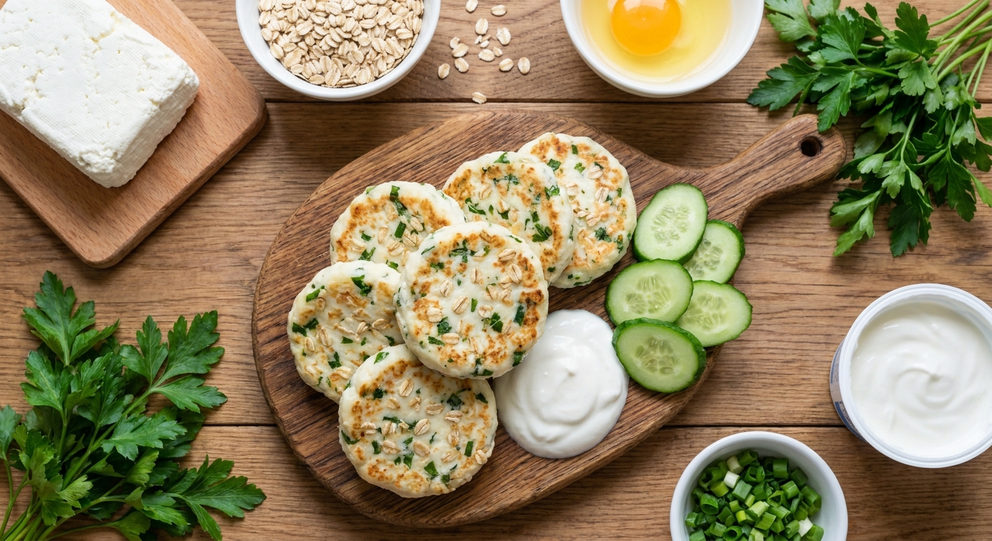 Паровые сырники с овсянкой и зеленью 🥣🌿