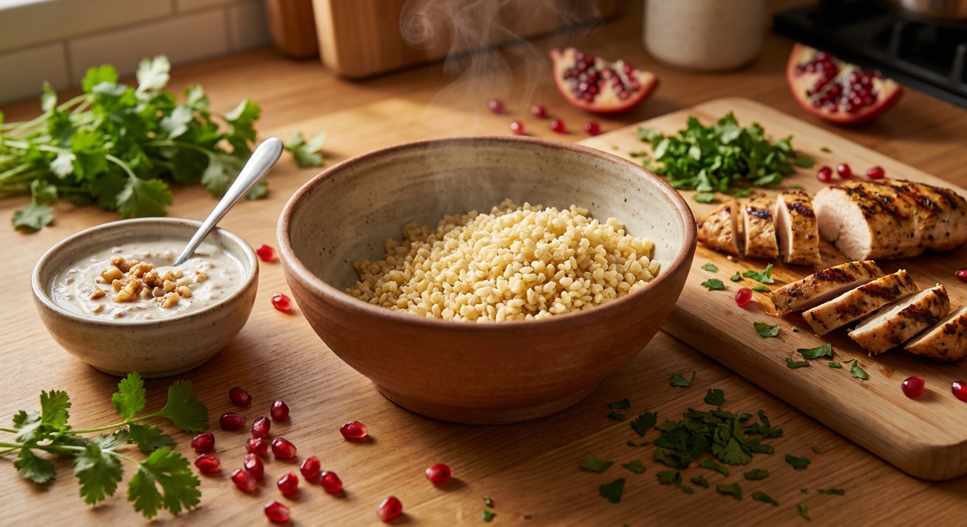 Кавказский тёплый боул с орехово-йогуртовым соусом 🥗 — фото 2