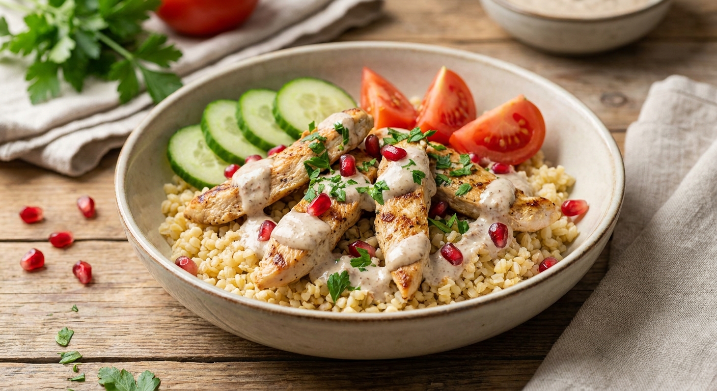 Кавказский тёплый боул с орехово-йогуртовым соусом 🥗 — фото 3
