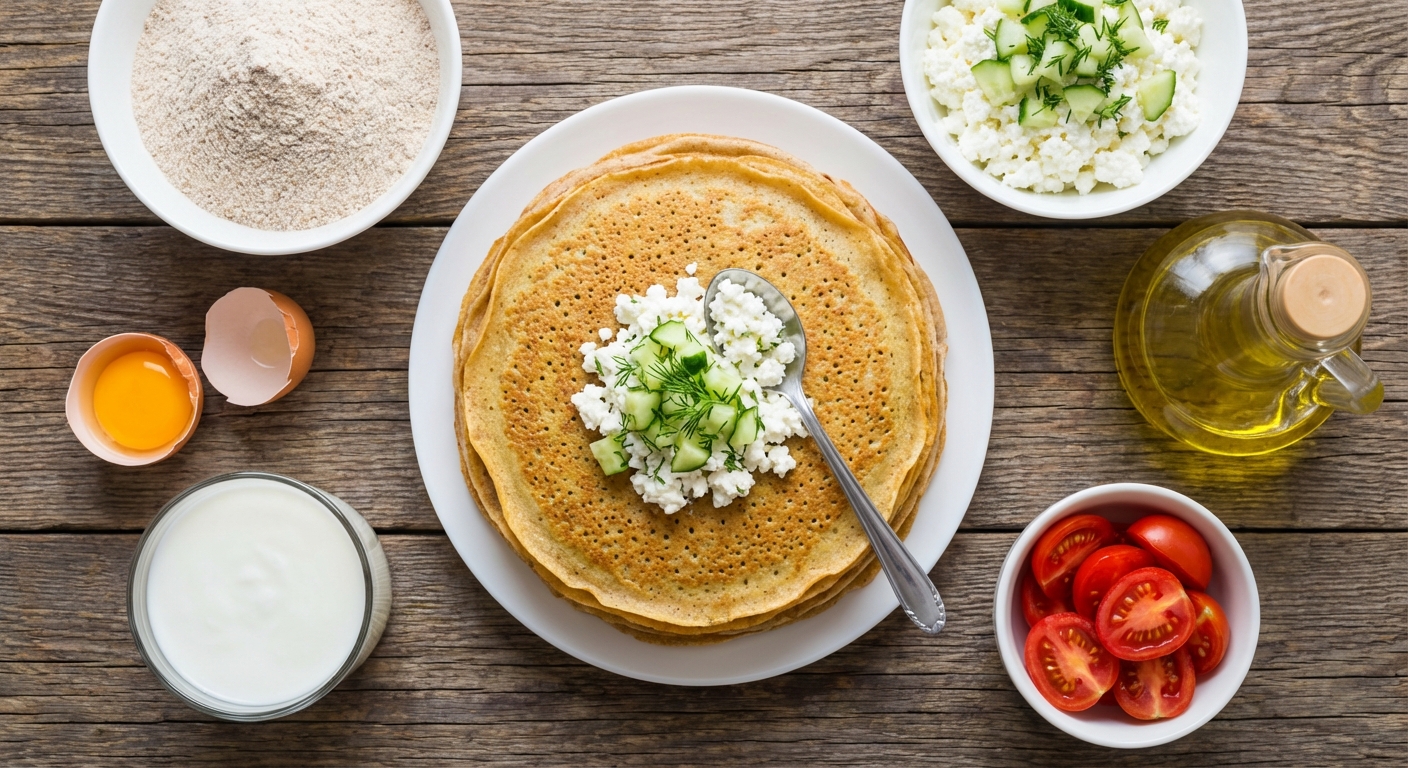 Гречневые панкейки с творожно‑огуречной начинкой 🥞🌿