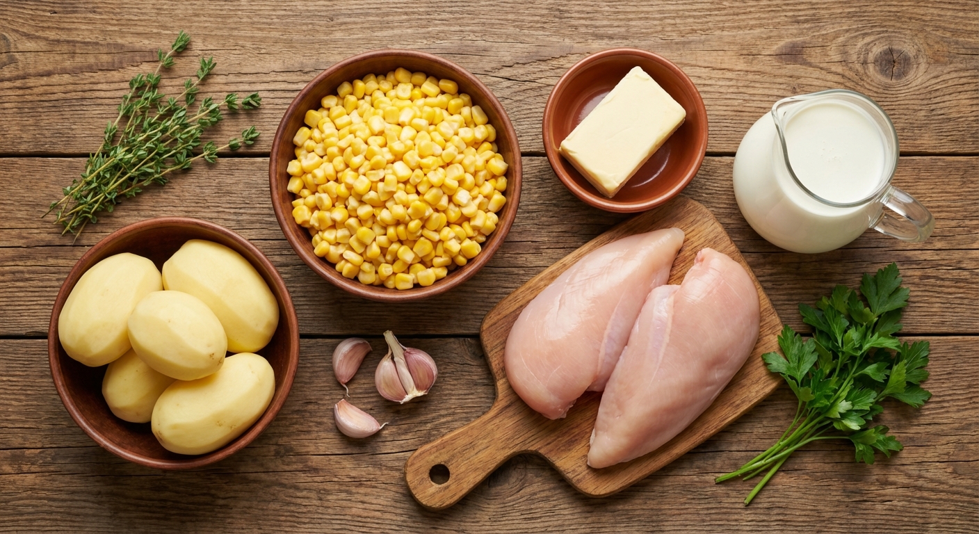 Сливочная курица с кукурузным пюре 🍗🌽