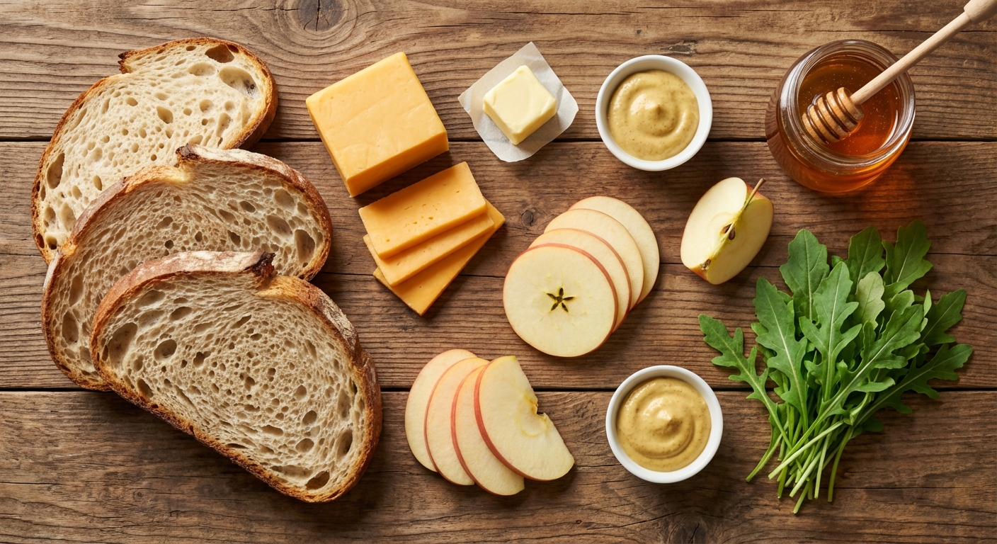 Яблочно‑чеддерные тосты 🧀🍎