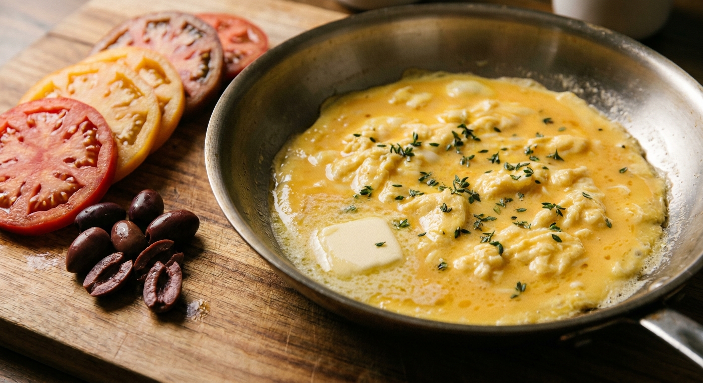 Нежный французский омлет с томатами и оливками 🍳🍅 — фото 2
