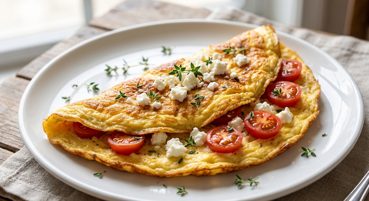 Нежный французский омлет с томатами и оливками 🍳🍅 — фото 3