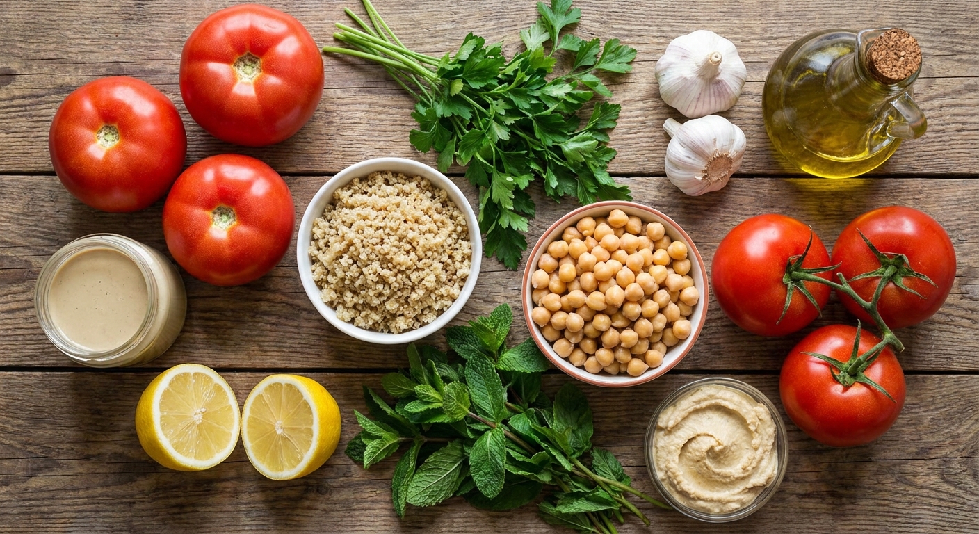 Запечённые томаты с киноа и хумусом 🍅