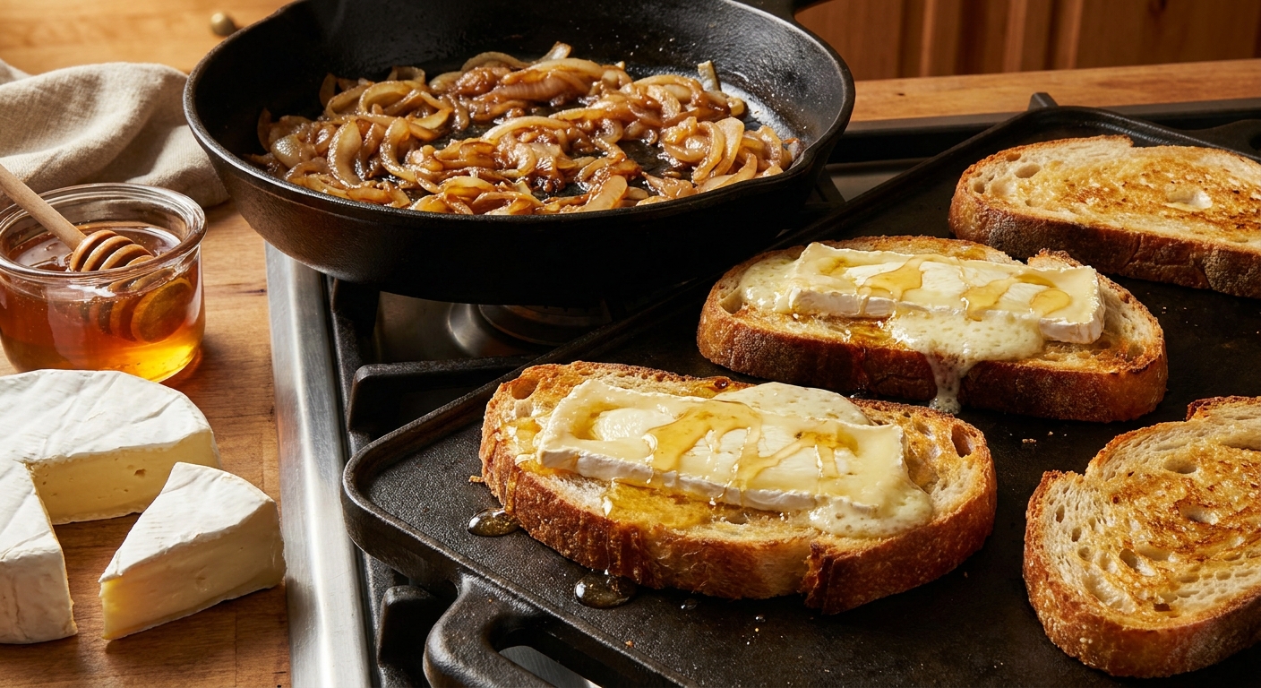Тёплый тост с карамелизированным луком и бри 🧀🍯 — фото 2