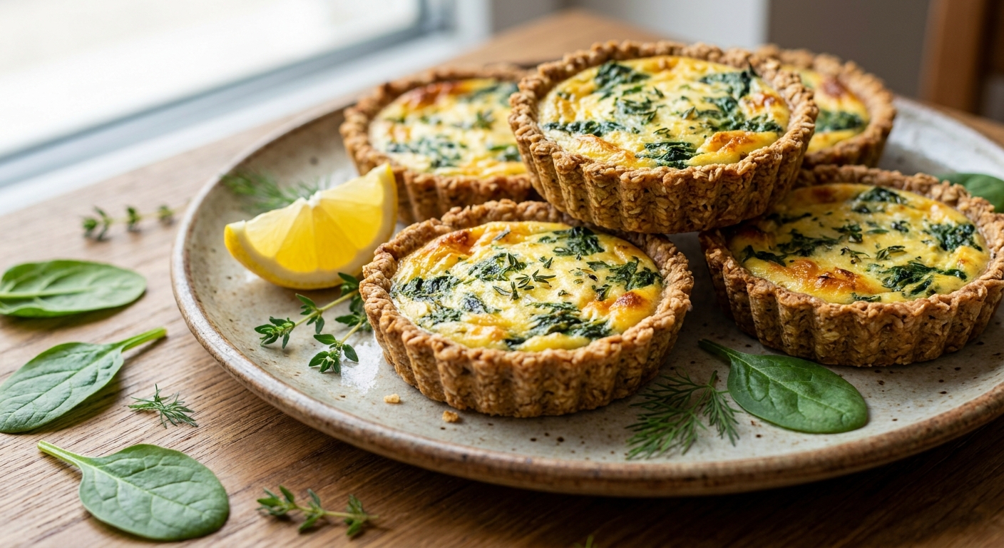 Запечённые овсяные тарталетки с рикоттой и шпинатом 🥚🌿 — фото 3