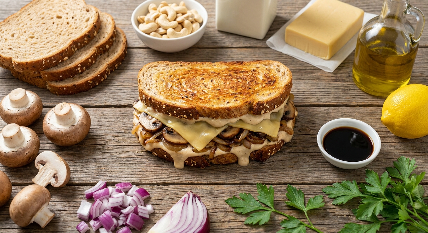 Веган‑мелт с грибами и кешью‑кремом 🥪