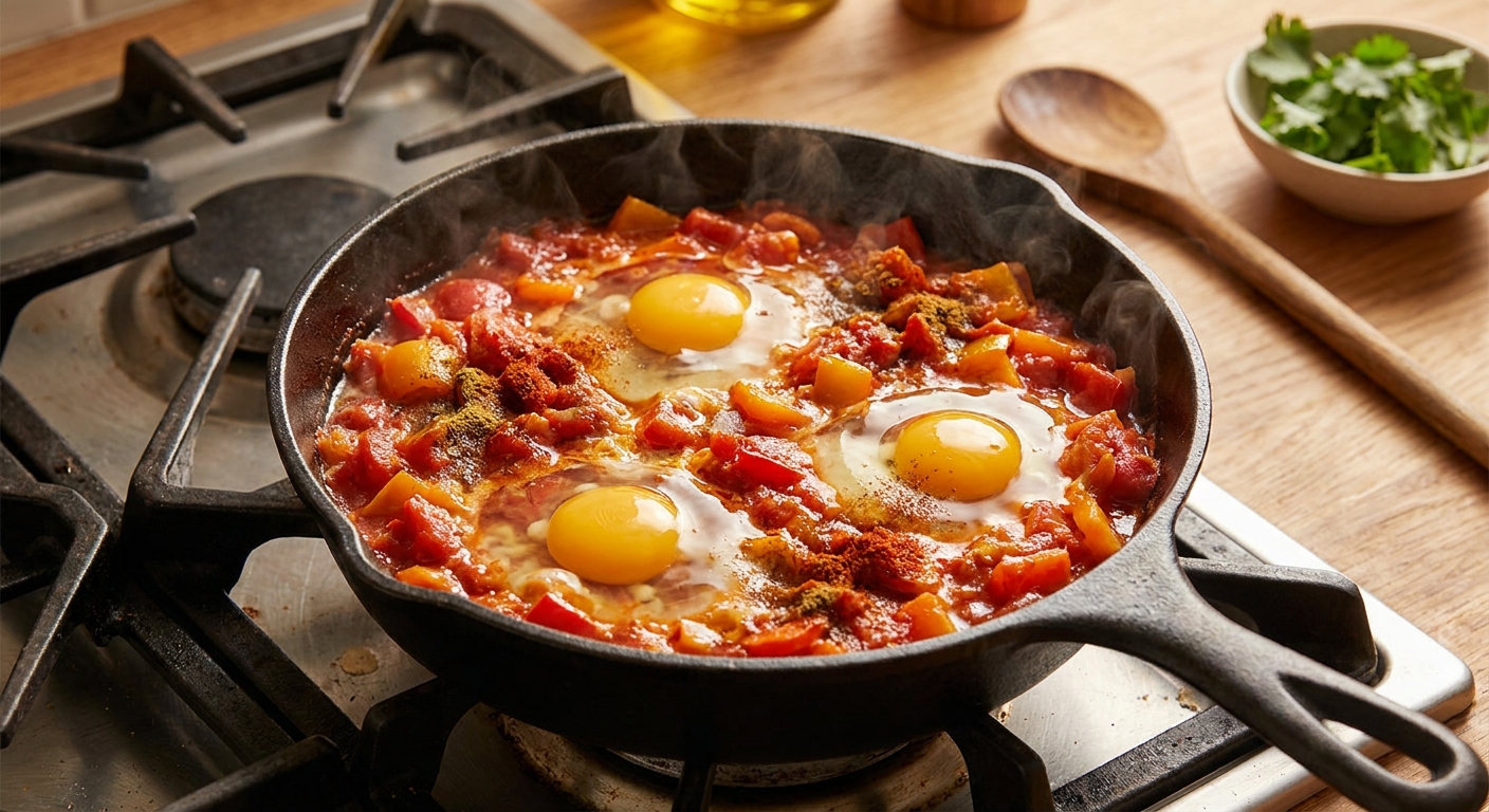 Классическая шакшука на пряных томатах 🍅🥚 — фото 2