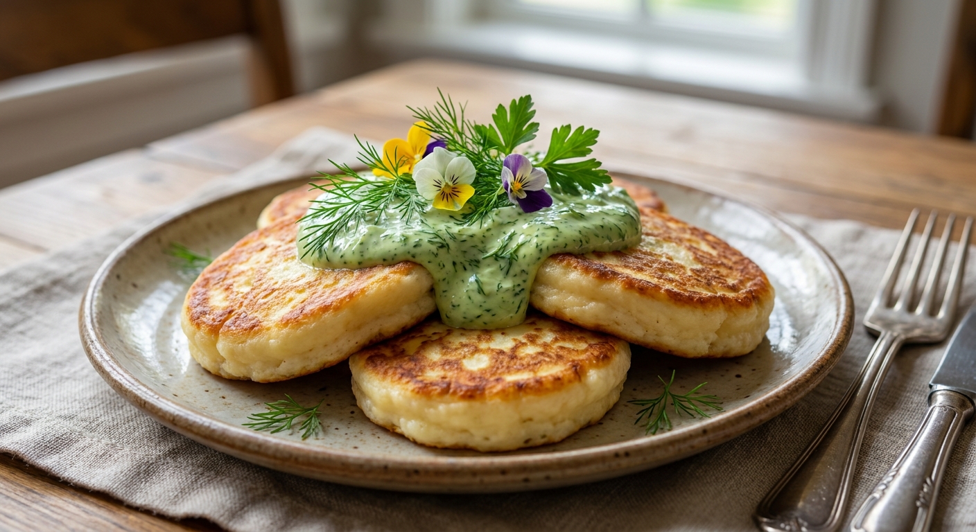 Пушистые сырники с зелёным йогуртовым соусом 🥞🌿 — фото 3