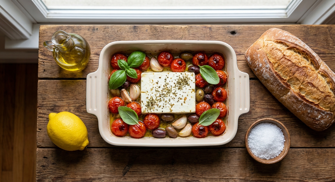 Запечённая фета с томатами и травами 🌿🍅