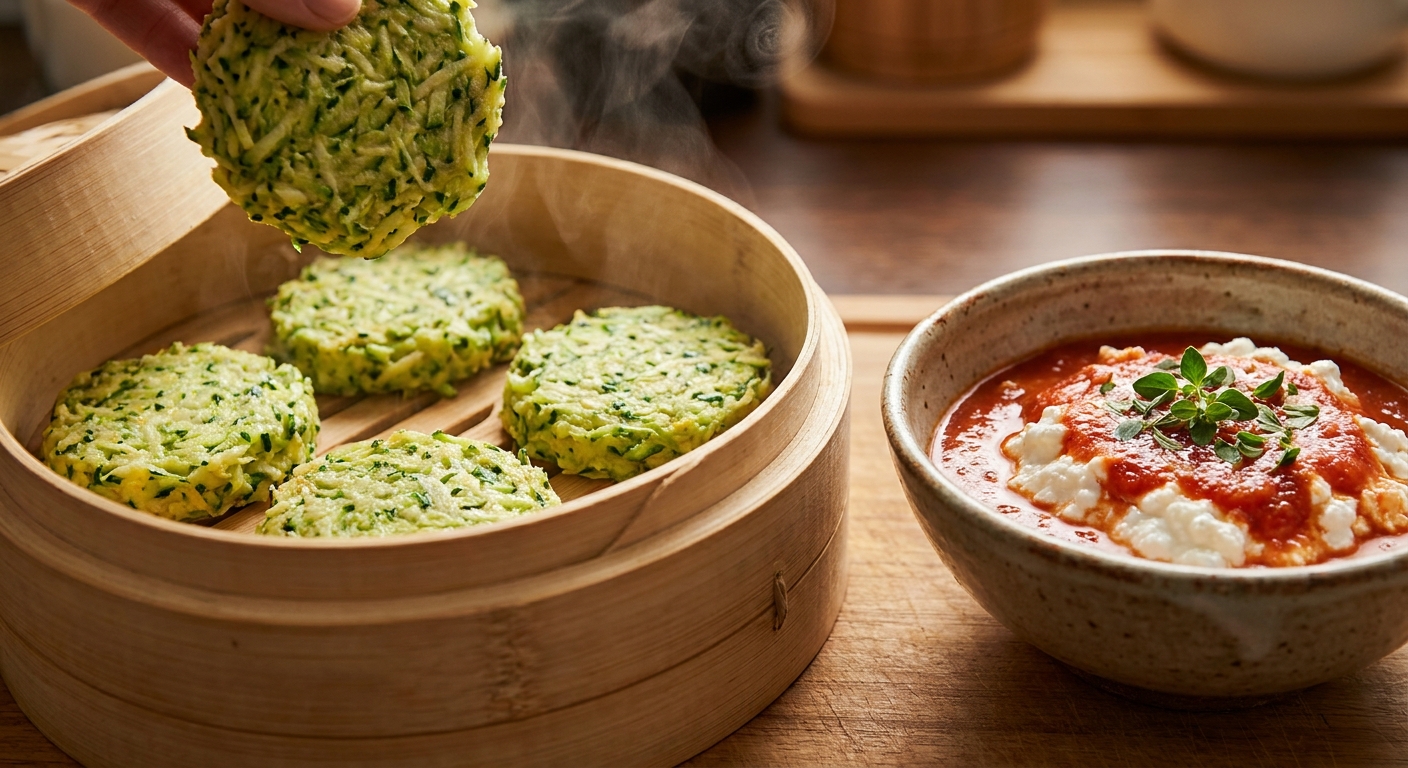 Кабачковые паровые котлеты с томатно‑творожным соусом 🥒🍅 — фото 2