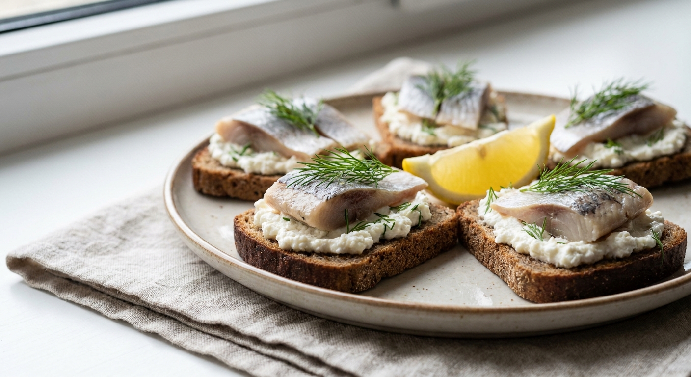 Ржаные тартинки с творогом и сельдью 🥪 — фото 3