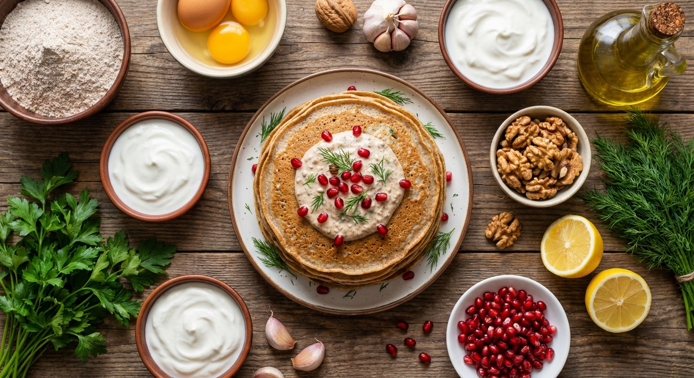 Гречневые оладьи с ореховым соусом 🥞🌿