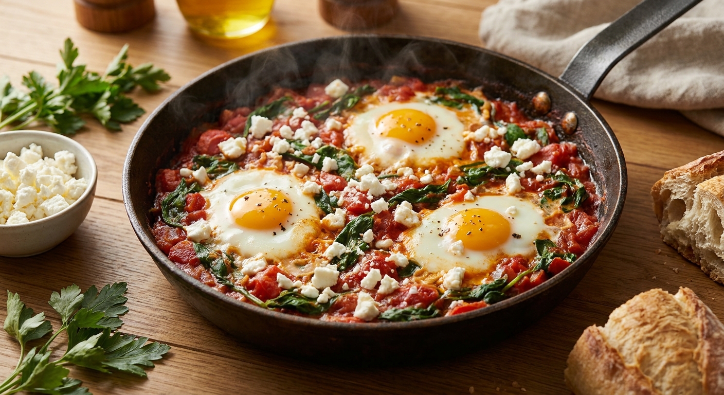 Греческие запечённые яйца с томатами и фетой 🥚🍅 — фото 2