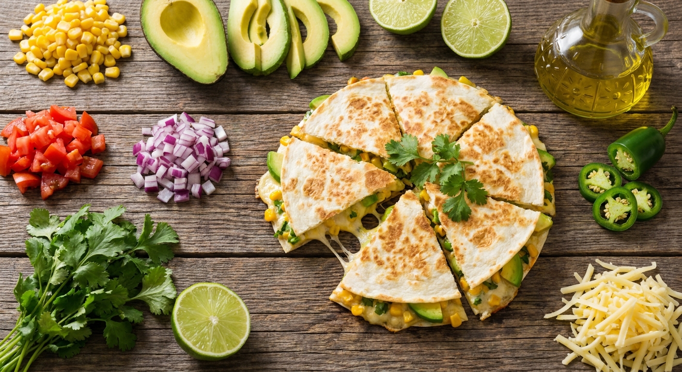 Сырная кесадилья с кукурузой и авокадо 🌽🧀