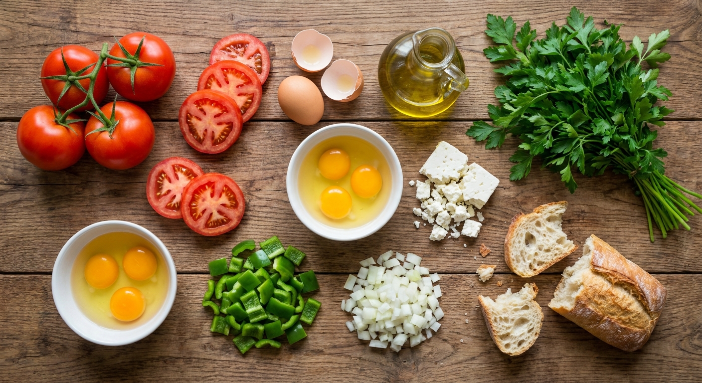 Менемен с фетой и зеленью 🍅🥚