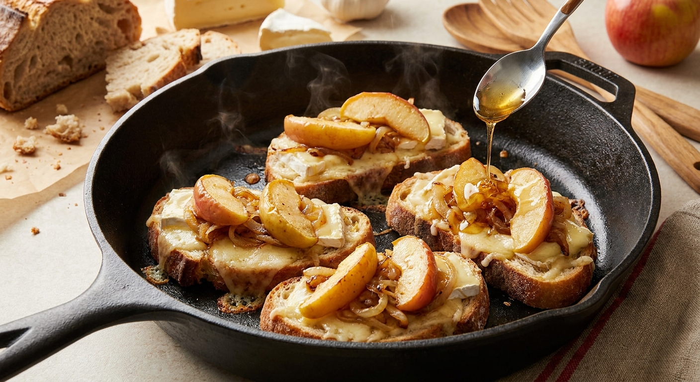 Сырные тартинки с карамелизованным луком и яблоком 🥖🧀 — фото 2
