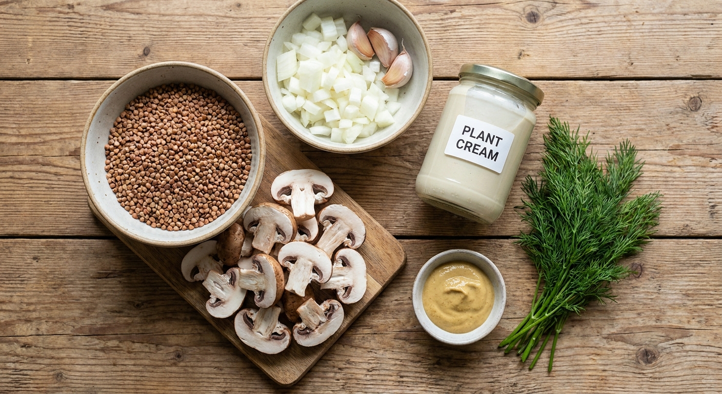 Гречка с кремовыми шампиньонами на ужин 🍽️🍄