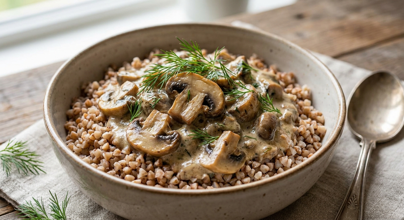 Гречка с кремовыми шампиньонами на ужин 🍽️🍄 — фото 3