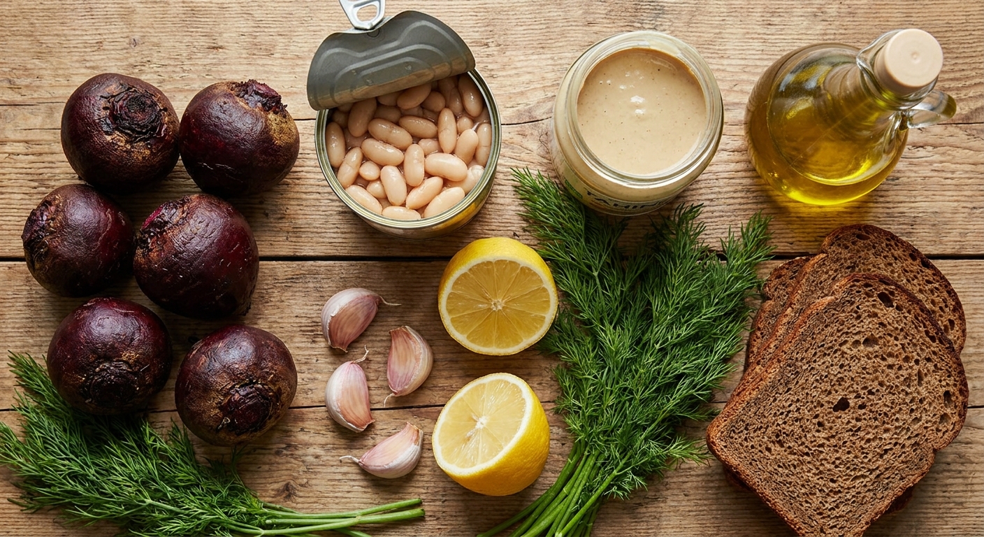 Свёкольно‑фасолевый паштет на ржаных тостах 🌱🍞