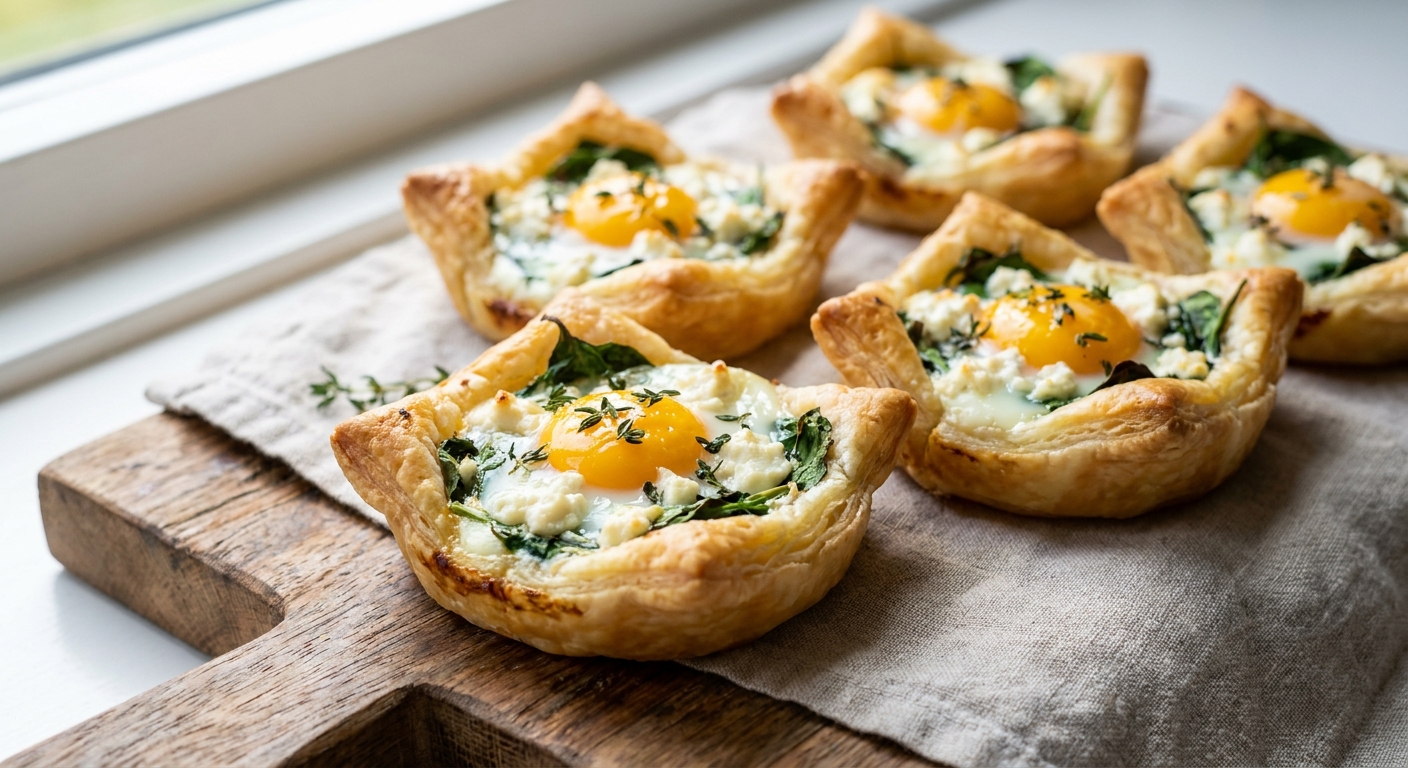 Тарталетки с яйцом, шпинатом и фетой 🥧🍳 — фото 3