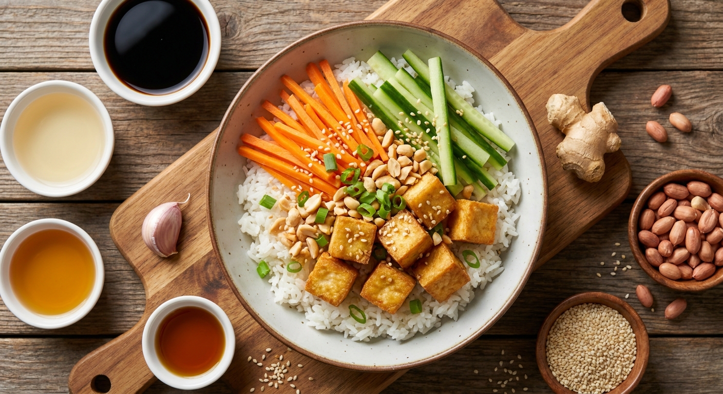 Тёплый азиатский боул с хрустящим тофу 🥢