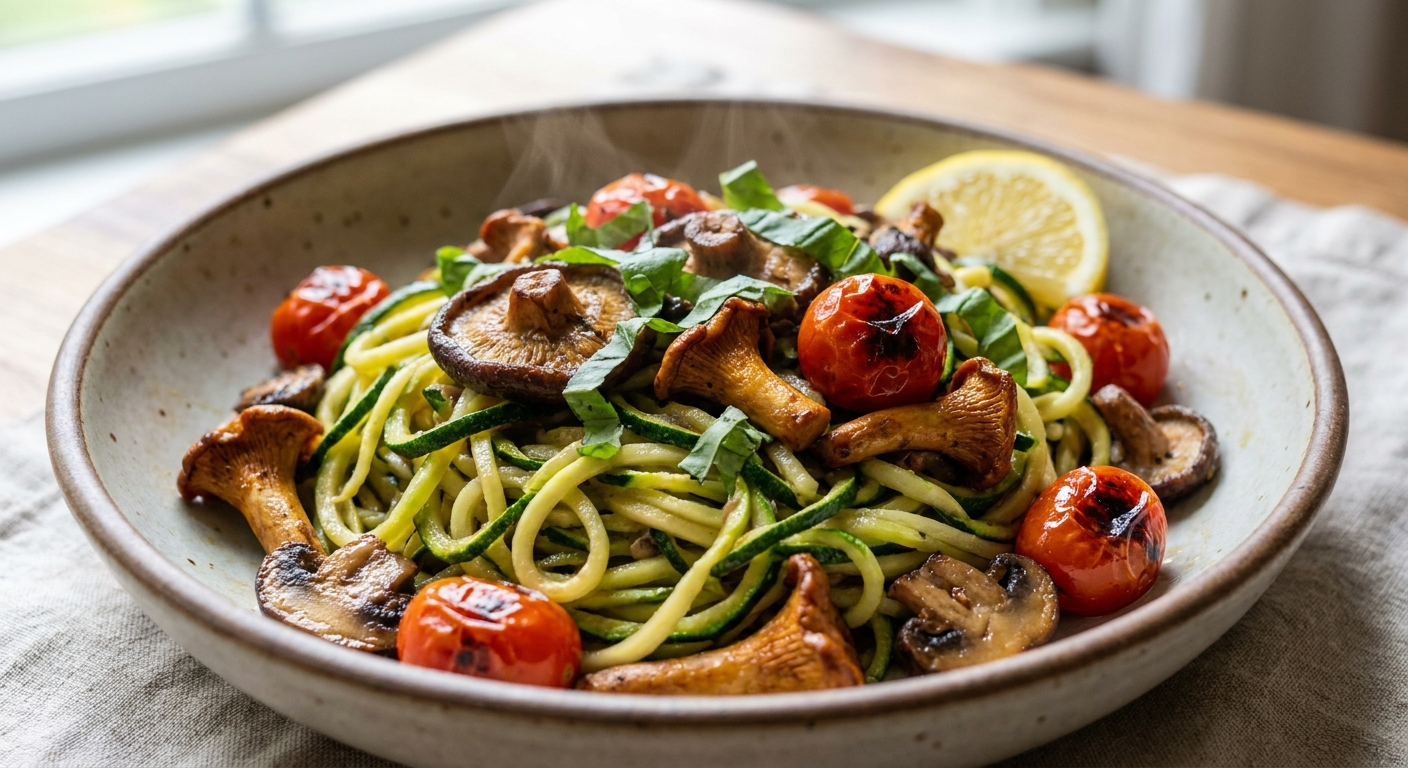 Тёплые цуккини-спагетти с пряными грибами 🍝🥒 — фото 3
