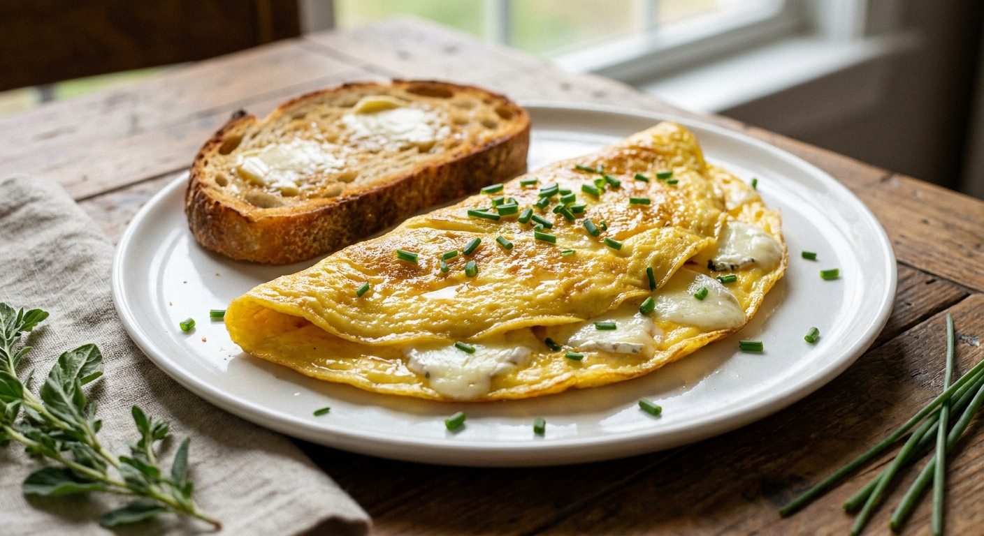Нежный французский омлет с козьим сыром 🥚🌿 — фото 3