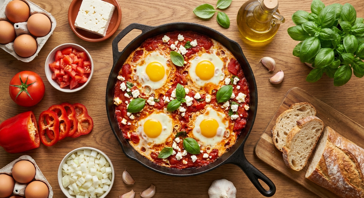 Солнечная шакшука с фетой ☀️🍅