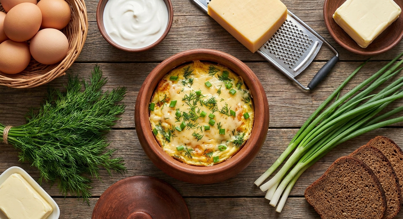 Деревенский омлет в горшочке 🥚🌿