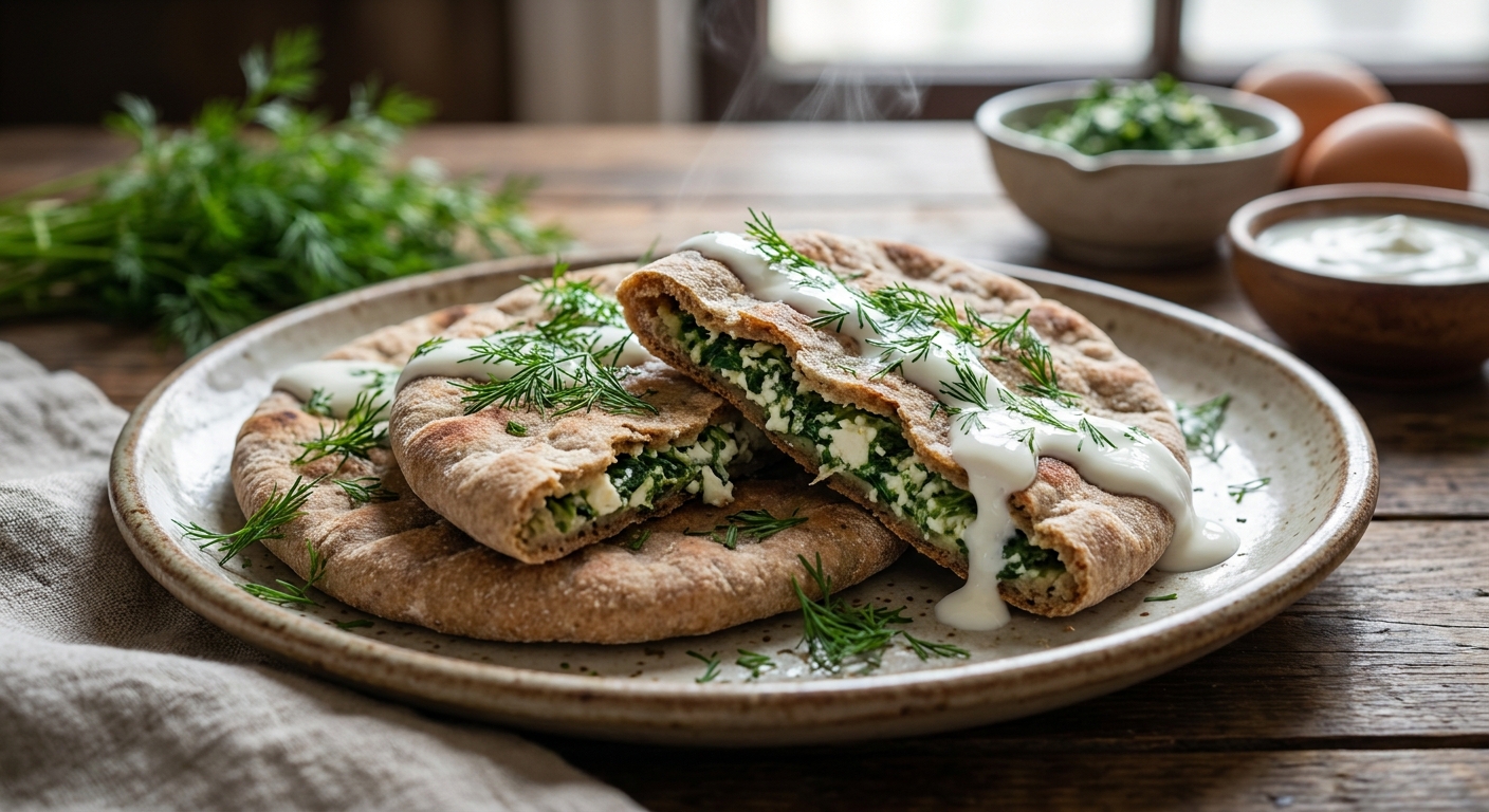 Ржаные лепёшки с творожно‑шпинатной начинкой 🥬 — фото 3