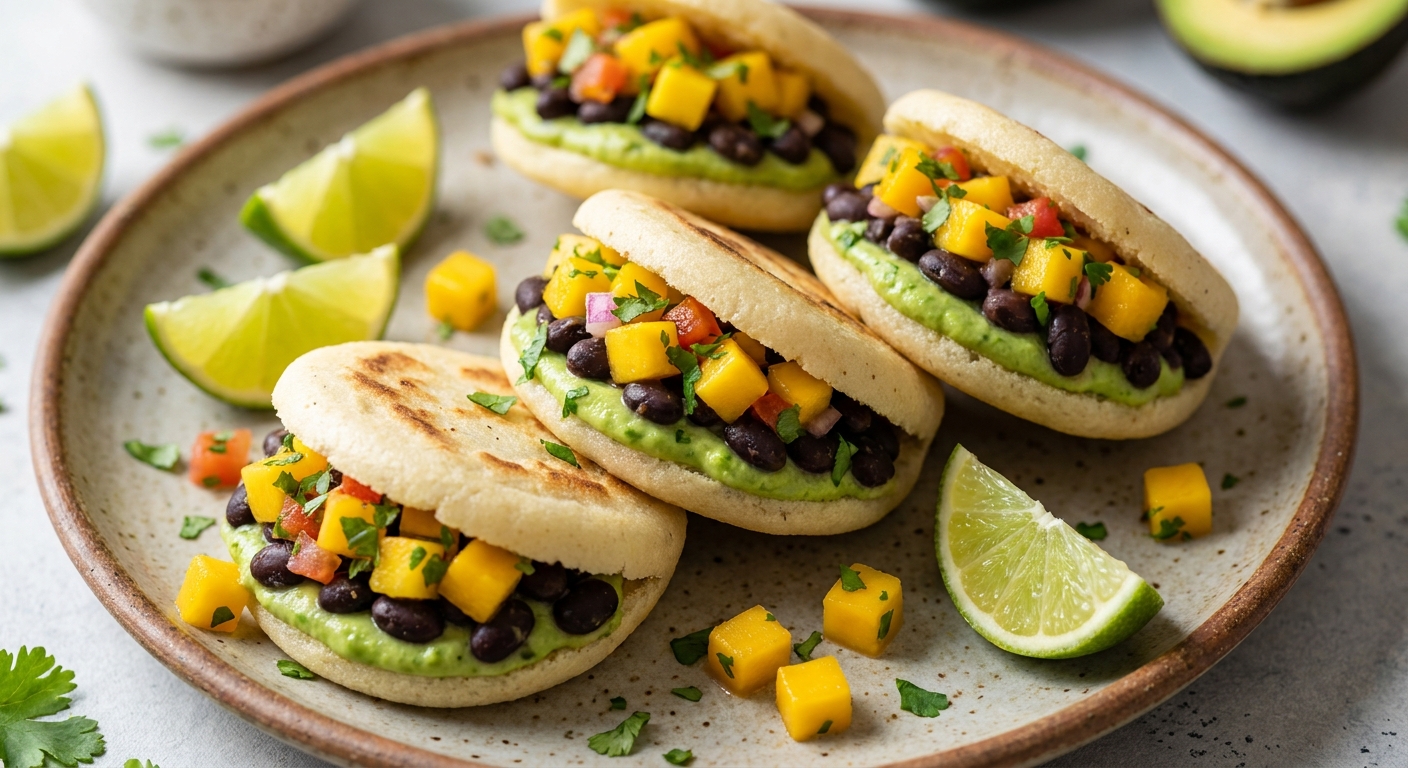 Мини‑арепы с чёрной фасолью и лаймовым кремом 🌽🥑 — фото 3