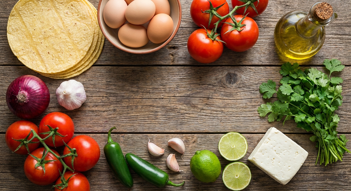 Яйца по‑мексикански с запечёнными тортильями 🌶️🍳