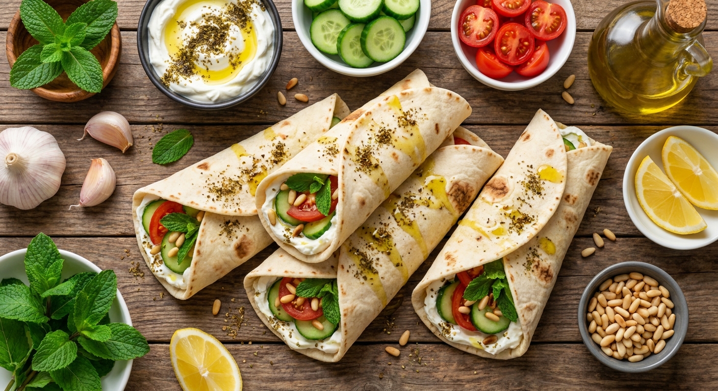 Лабне-роллы с мятой и кедровыми орешками 🫒