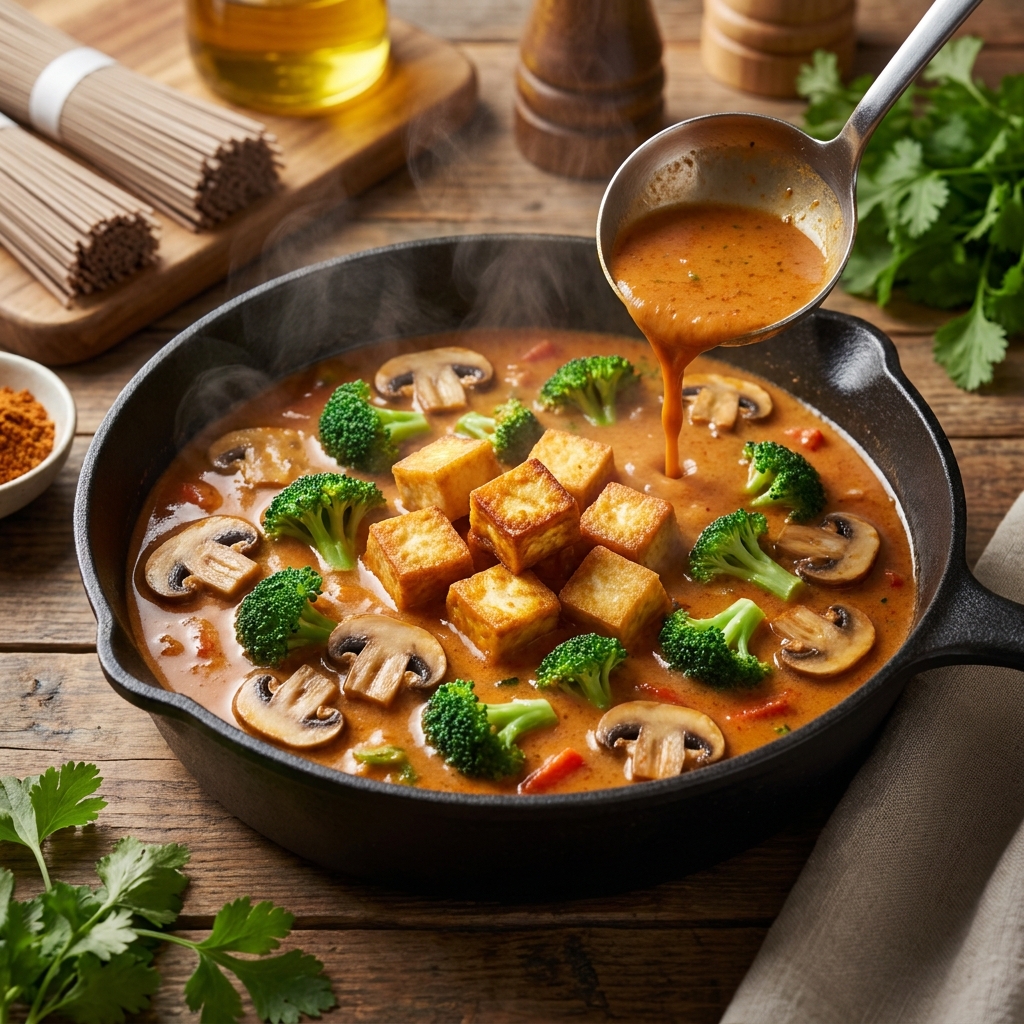 Кокосово-красное карри с соба и хрустящим тофу 🍜🌿 — фото 2