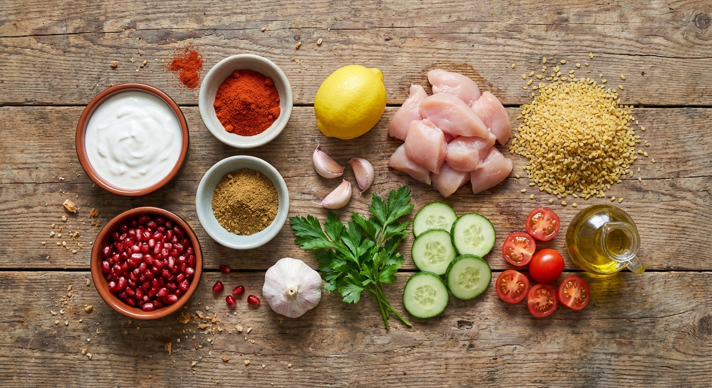 Запечённые куриные кебабы с гранатовой сальсой 🍗🌿