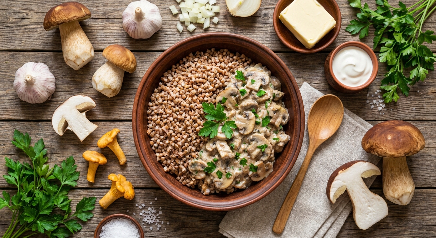 Гречка с грибным рагу 🍄🥣