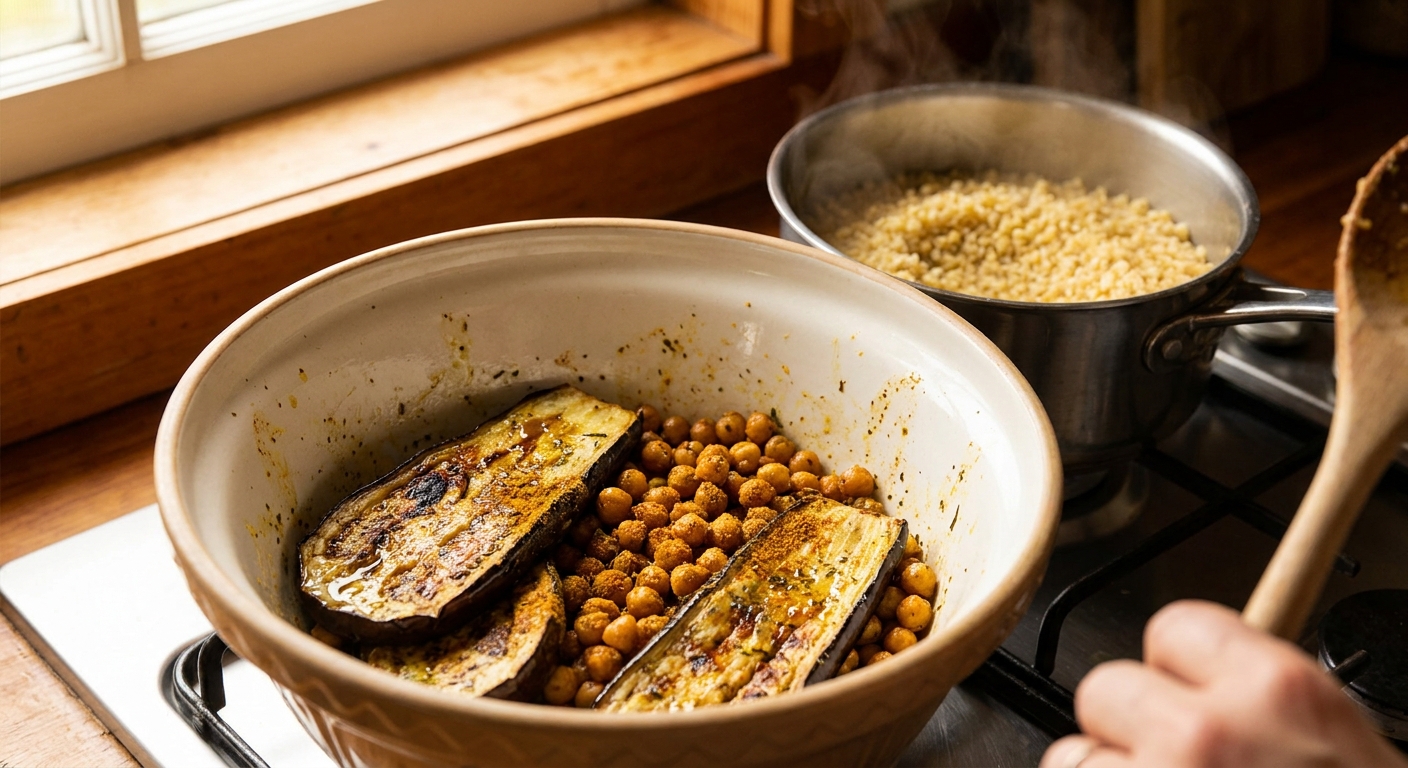 Баклажанно‑нутовый боул с лимонно‑тахини 🍆🌿 — фото 2