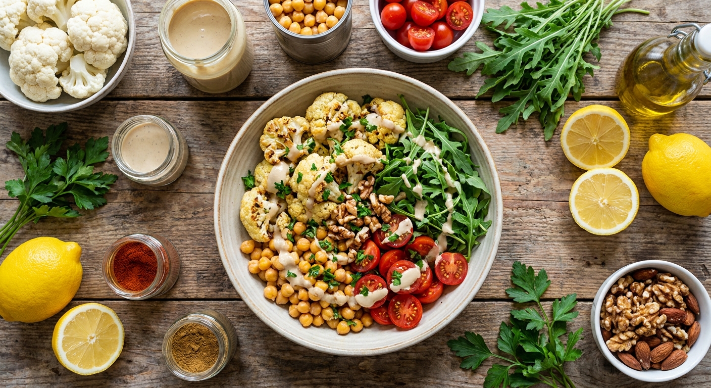 Тёплый салат с запечённой цветной капустой 🥗